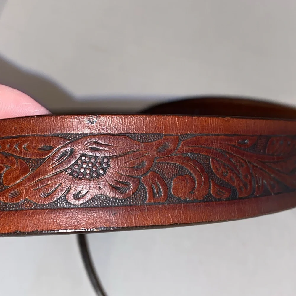 Women’s Brown Genuine Leather Unique Bohemian Style Belt Size Medium